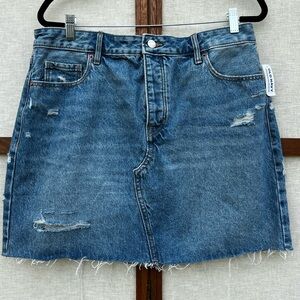 Old Navy High-Rise Secret Slim Pockets Blue Distressed Denim Mini Skirt - 14